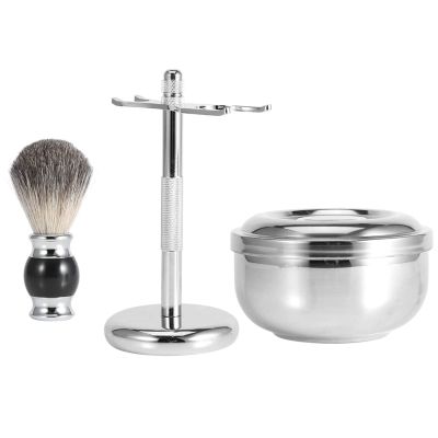 AlpenLife Basics Shaving Tool Set for Men, Synthetic Badger Hair Brush, Alloy Soap Bowl for a Traditional Shaving Experience