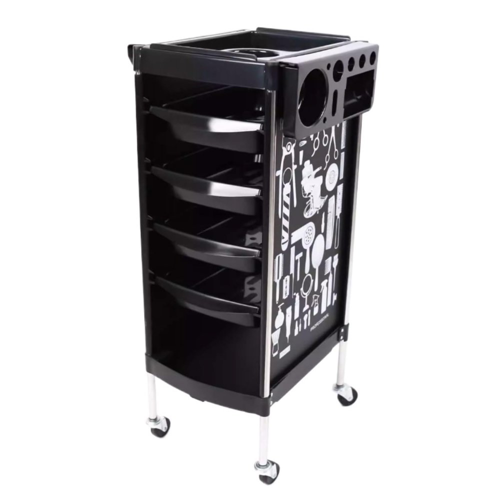 5-Tier Salon Rolling Cart with Wheels, Black
