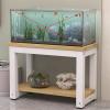 Sturdy Metal Aquarium Stand with Storage, 2-Tier Aquarium and Reptile Rack, MDF Plant Table for Living Room, Bedroom, or Office (White/Beige, 90 x 40 cm) view 1