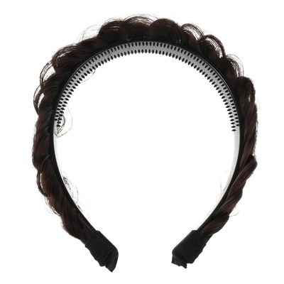 Black Braided Rhinestone Headband in Fishtail Braid Style