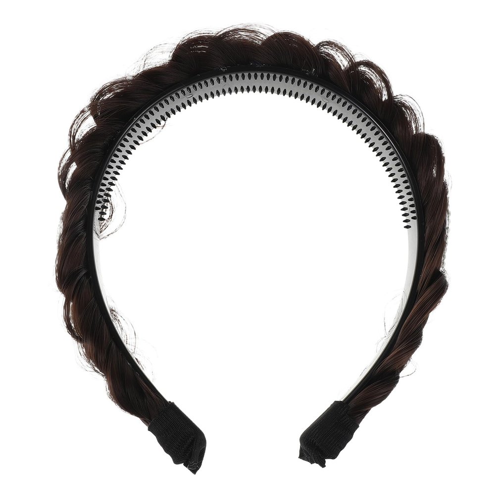 Black Braided Rhinestone Headband in Fishtail Braid Style