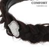 Black Braided Rhinestone Headband in Fishtail Braid Style view 3
