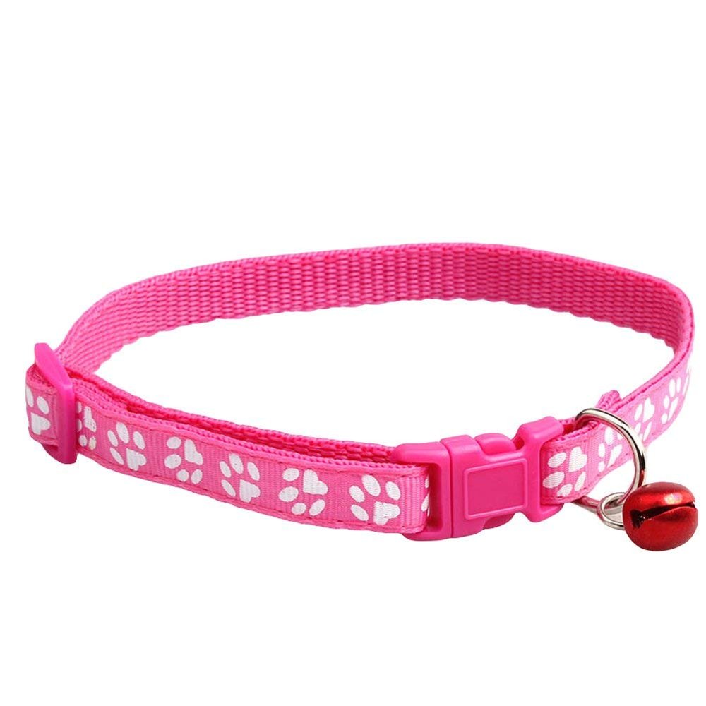 Cute Cat Paw Print Adjustable Pet ID Collar with Bell