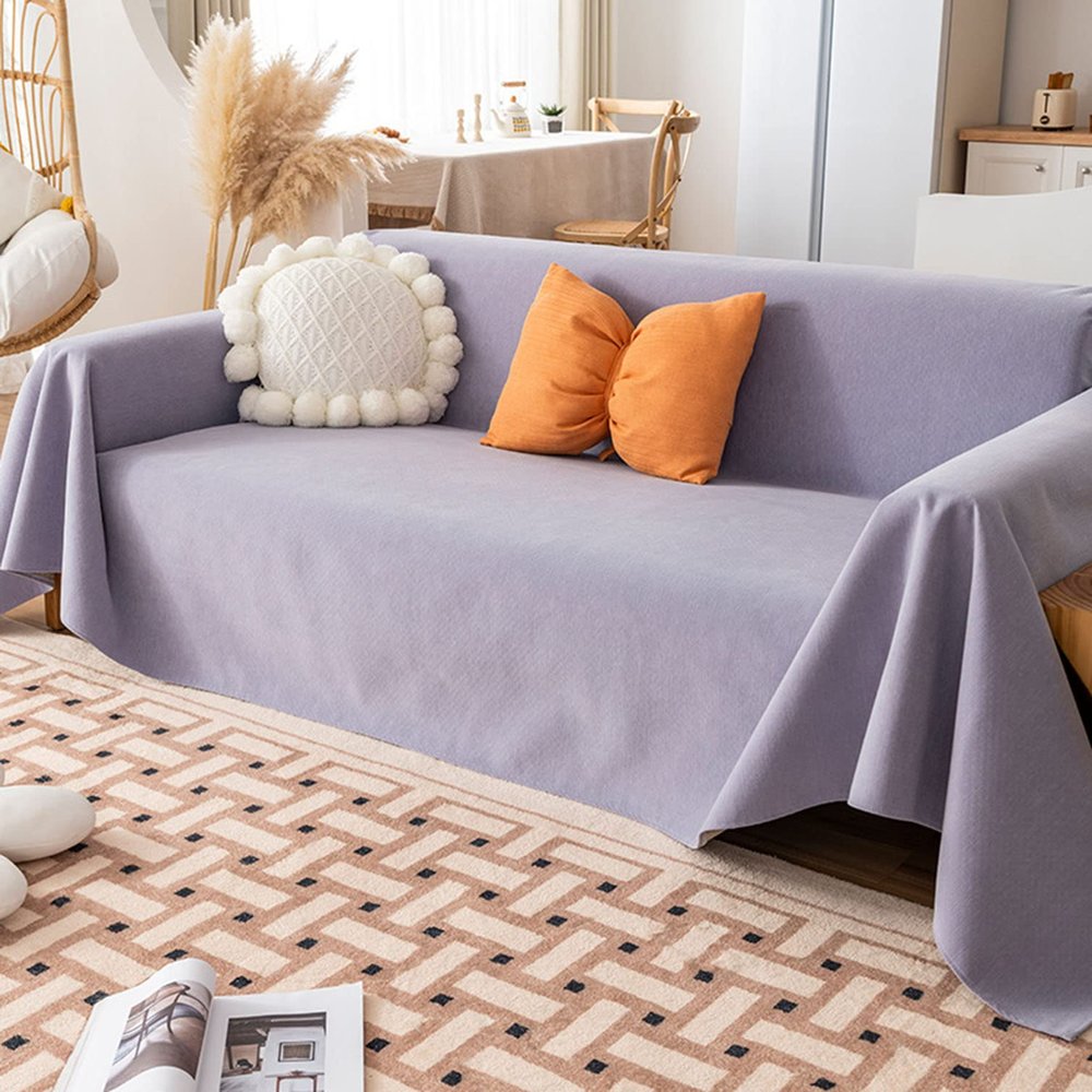 OBASDFD 5-Layer Waterproof Furniture Protection Blanket, Non-Slip, Light Purple, 180 x 180 cm