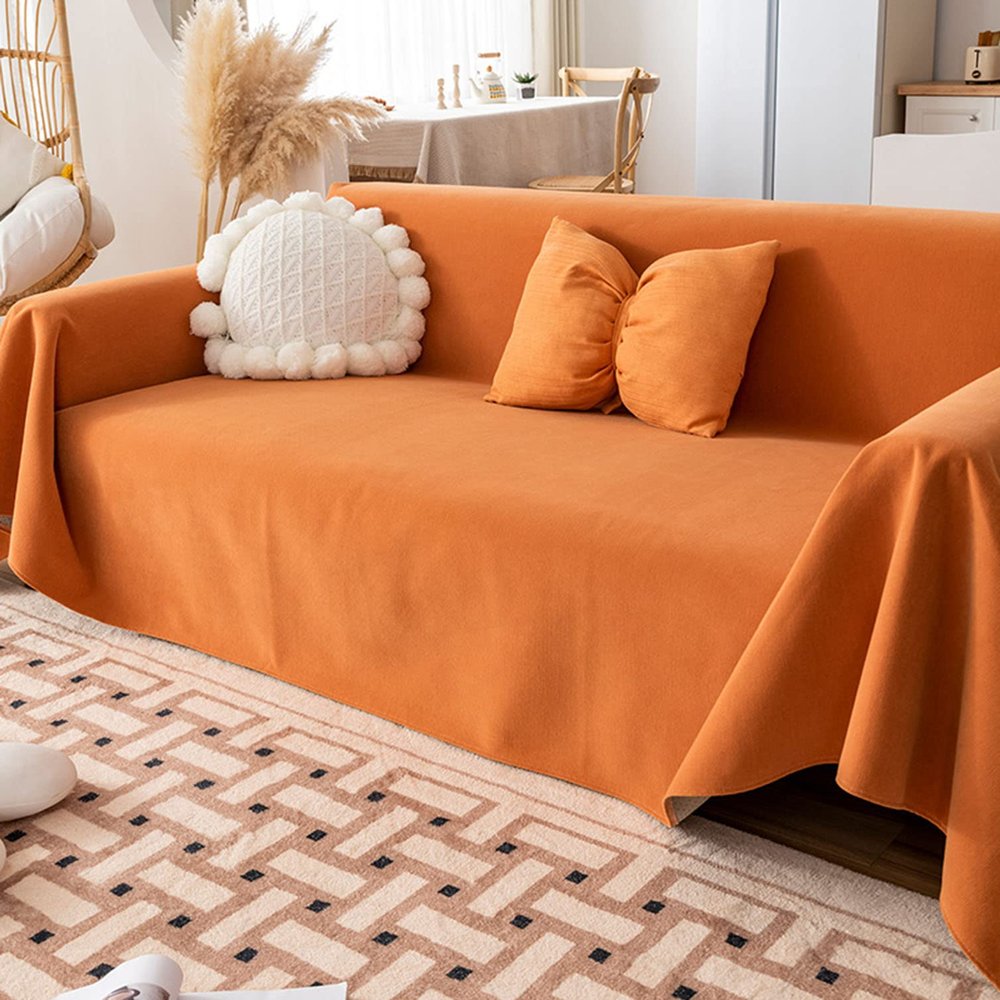 OBASDFD Waterproof Protective Blanket for Pet Furniture, Washable, Orange, 180 x 420 cm