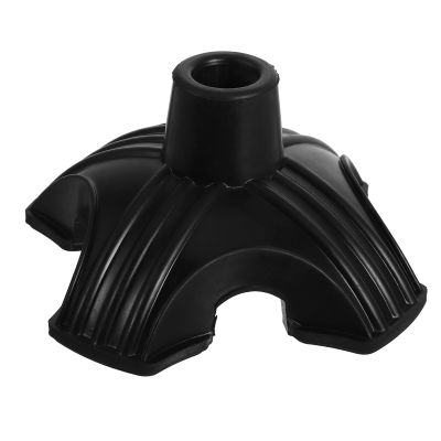 Mikikit Non-Slip Black Four-Prong Rubber Foot for Crutches and Walking Sticks, 19 mm Tube Diameter