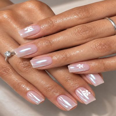 30-Piece Self-Adhesive UV Gel Nail Wraps, Glazed Donut White