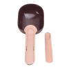 Pet Food Scoop, Premium ABS Material, Ergonomic Design, Clip Function, Brown and Pink view 1