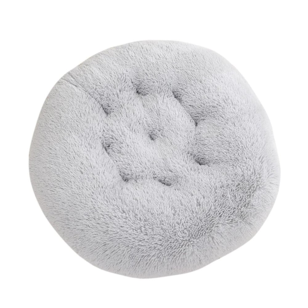 Mateju Round Plush Dog Bed, Light Gray, 50 cm
