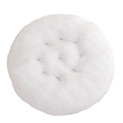 Mateju Round Plush Dog Bed, White, 60 cm