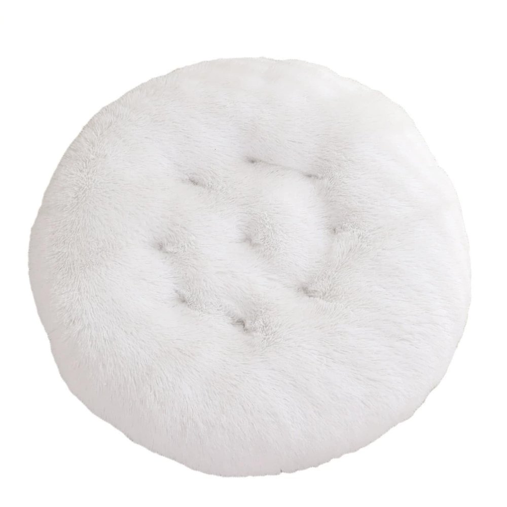 Mateju Round Plush Dog Bed, White, 60 cm