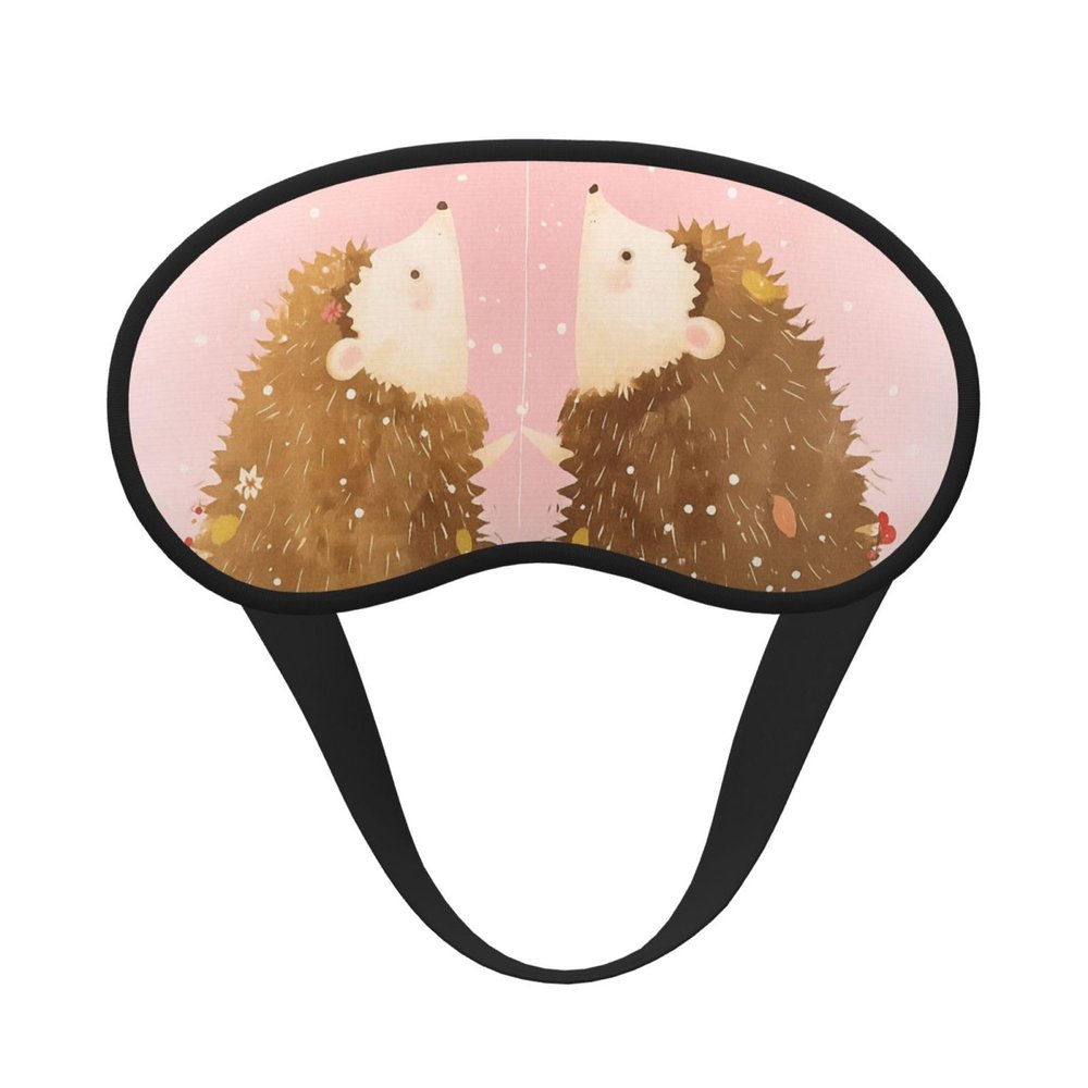 Eye Mask with Hedgehog and Heart-Shaped Balloon Design, Black Trim, for Women and Men