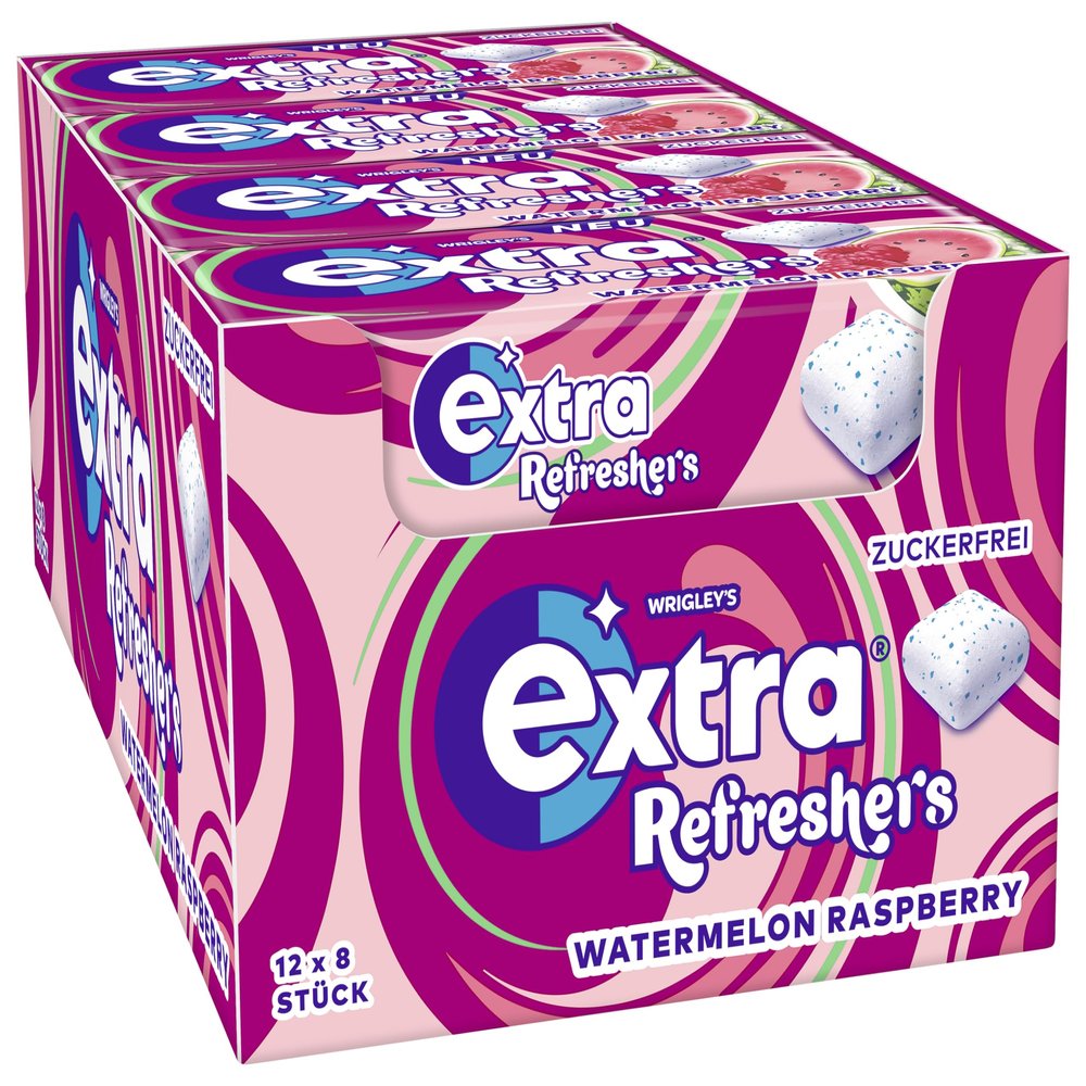 EXTRA Refreshers Watermelon Gum, Office & On the Go, 12 x 8 Pieces