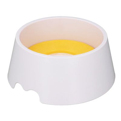 Slow-Feed Pet Water Bowl, Splash-Proof, Elevated, Non-Slip, Silicone, Bright Yellow