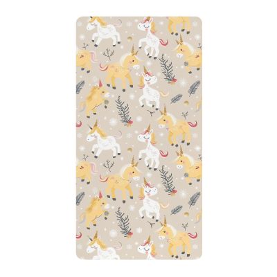 Cotton Fitted Crib Sheet for Babies and Toddlers, Baby Yellow Unicorns, 1 Piece