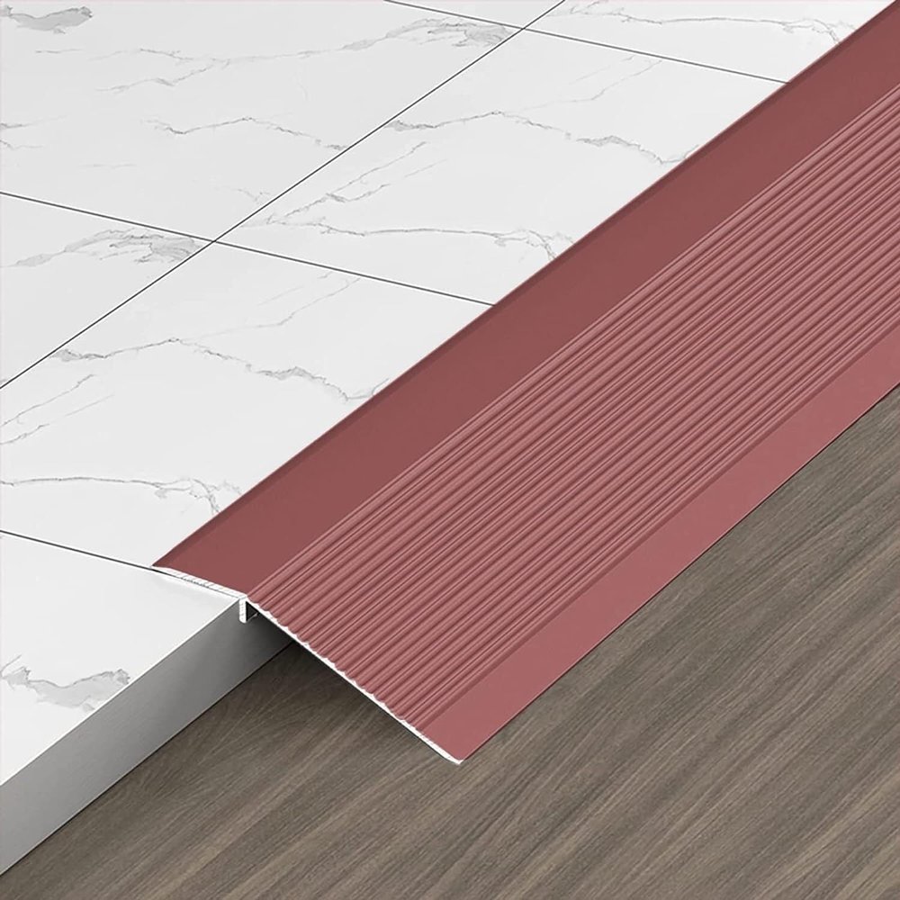 Floor Transition Strip, Wood-to-Tile, Self-Adhesive Aluminum Threshold Reducer for Exterior Doors (3.90 cm/35 in)