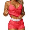 Women’s Sexy 2-Piece Pajama Set, Soft Cami Top and PJ Shorts, V-Neck Sleepwear, RD1 XXL view 1