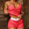 Women’s Sexy 2-Piece Pajama Set, Soft Cami Top and PJ Shorts, V-Neck Sleepwear, RD1 XXL view 3