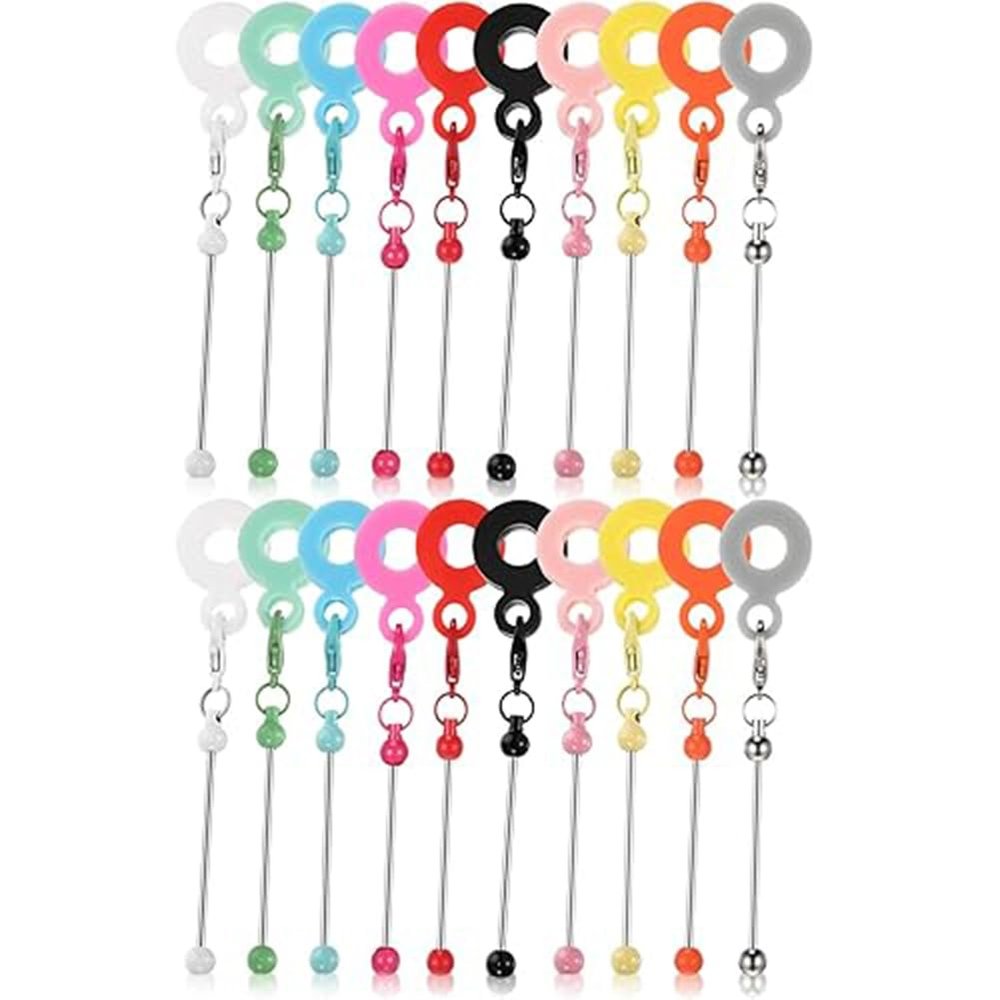 Onchdbfhuu DIY Beaded Cup Charm Tumbler Straw Charm Blanks, 20-Piece Bead Pendant Adapter Set