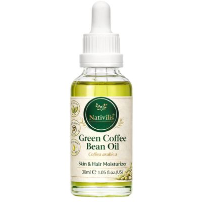 Nativilis Green Coffee Oil for Face & Body, Coffea Arabica, Cold-Pressed, Vegan, 30 ml