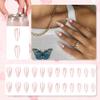 24-Piece French Press-On Nails, Short Glossy Full-Cover Artificial Nails with Adhesive Tabs, Silver Aurora view 4