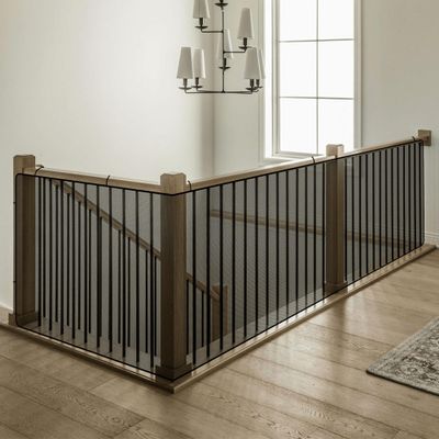 Stair Safety Net 97 x 190 cm, No Drilling, Thickened, Adjustable, Sturdy, for Dogs and Cats, Safety Barrier for Stairs and Doors, Black
