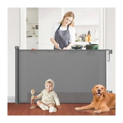 Retractable Gate for Openings, Stairs, and Doors, Extends up to 54 in. Wide, 34 in. High, Gray