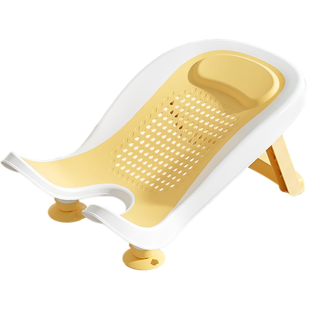 Baby Sink Bathtub with Suction Cups, Portable with Folding Legs, Yellow