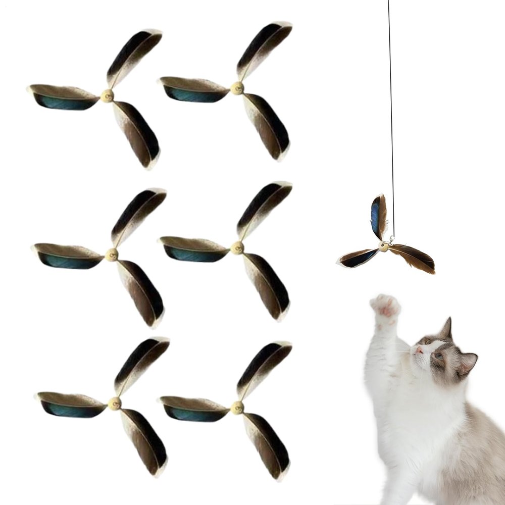 Cat Wand Attachments, 6-Pack Replacement Teaser Feathers