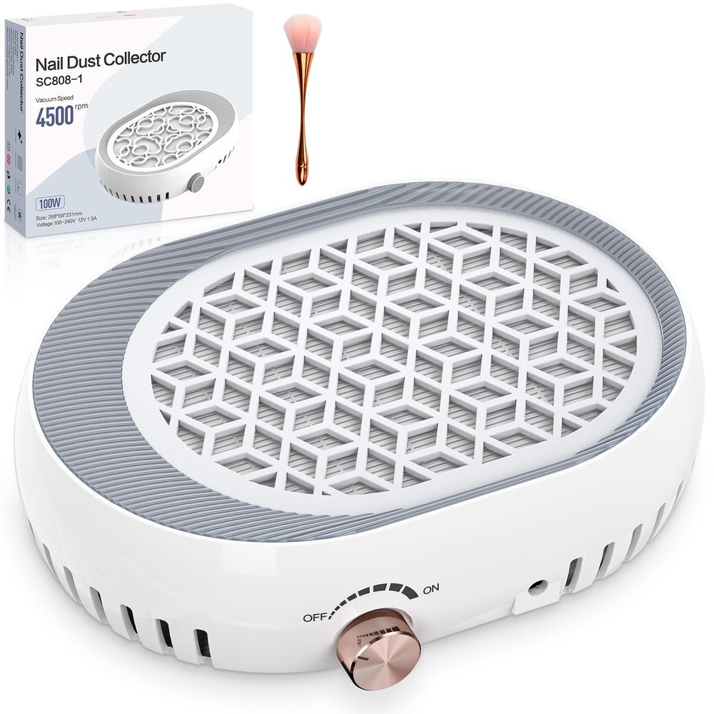 AMIPOW Professional Nail Dust Collector with Filter and Brush