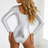 Shiny Metallic Long Sleeve Bodysuit view 3
