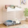 Dog Crate with Storage Bar, Crate Tray, Removable DIY Fence, Two Colors, Suitable for Kittens and Puppies (White 61x75x39 cm) view 1