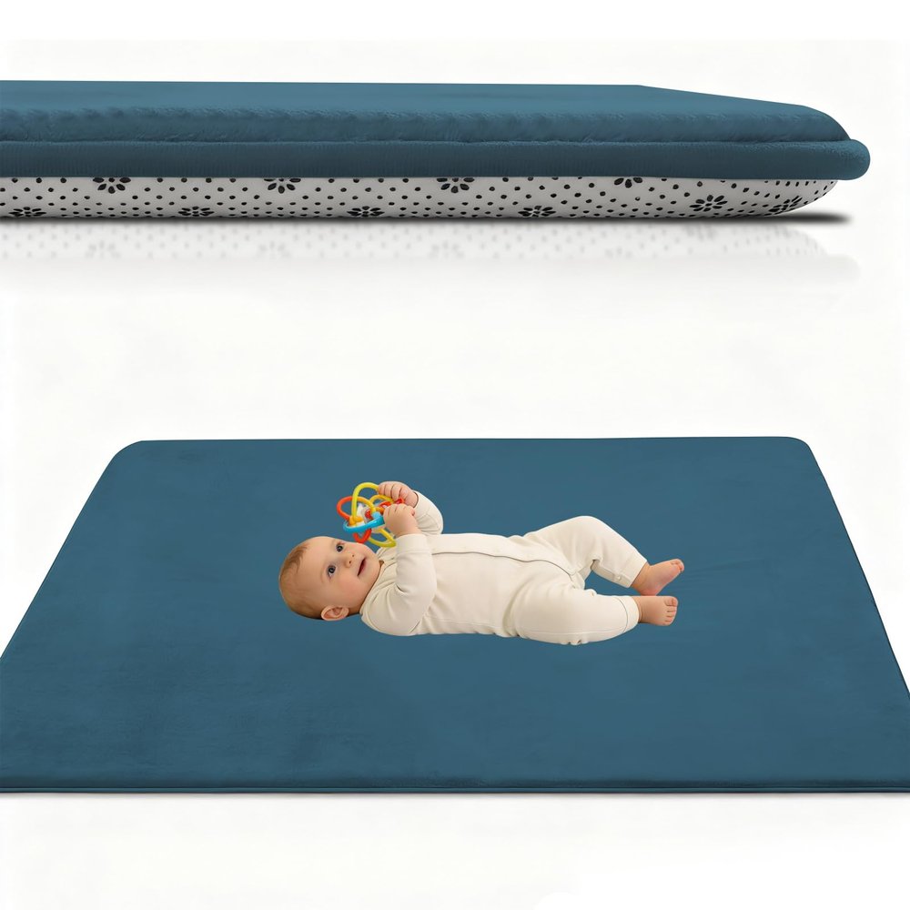 Atemrdsye Baby Play Mat 70 x 200 cm Sky Blue, 1 in Thick Memory Foam Crawling Mat