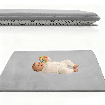 Atemrdsye Baby Play Mat 120 x 170 cm, Silver Gray, 2.5 cm Thick Memory Foam Crawling Rug