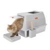 Stainless Steel Cat Litter Box with Lid, Scoop, Steps, and 2 Entrances view 1