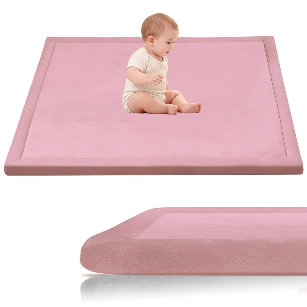 Stqyeiw 3 cm Thick Baby Play Rug, Crawling Mat, Pink, 200 x 200 cm