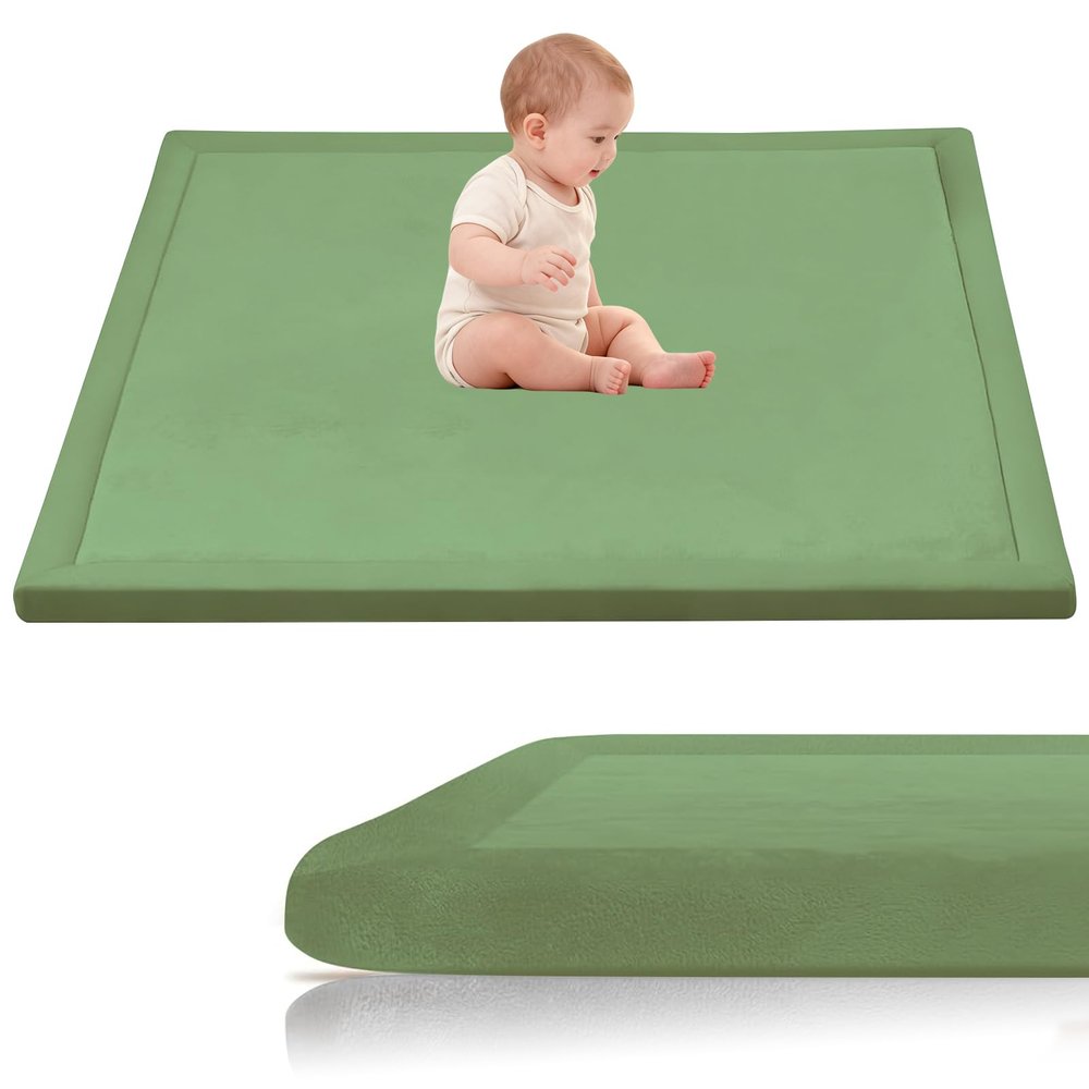 Stqyeiw 3 cm Thick Baby Play Mat, Grass Green, 100 x 200 cm