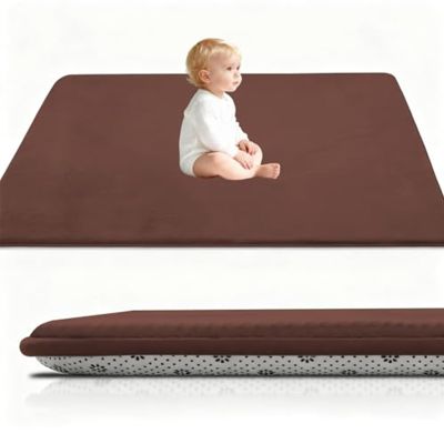 Thick Brown Coral Velvet Baby and Kids' Rug, Non-Slip Play Mat, 40 x 80 cm