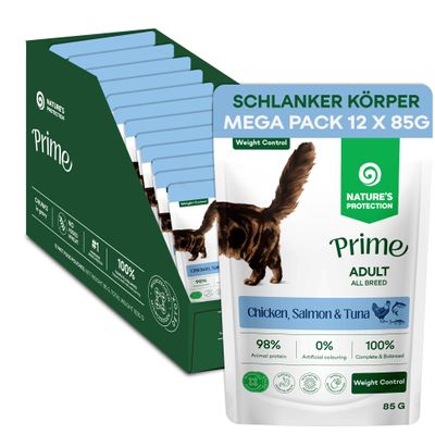 Natures Protection Prime Cat Food, Chicken, Salmon and Tuna, 12 x 85 g