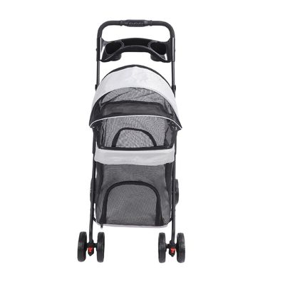 AlpenLife Basics Pet Stroller, Foldable Cat and Dog Wagon with Sunshade and Cup Holder, One-Hand Folding, Gray