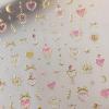 Ruispeed Pink Heart Nail Stickers, 5D Gold Stars with Bow Design view 2