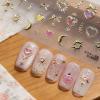Ruispeed Pink Heart Nail Stickers, 5D Gold Stars with Bow Design view 3