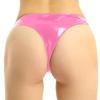 Women's Leather C-String Thong with Opening, Black view 2