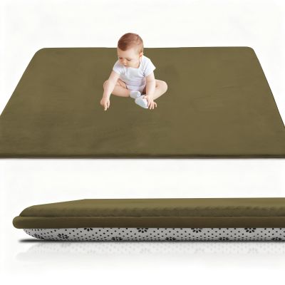 RxueSug Foldable Baby Crawling Mat, 2 cm Thick, 180 x 200 cm, Nonslip Foam Play Mat, Army Green