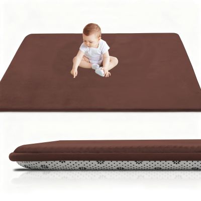 RxueSug Foldable Baby Crawling Mat, 2 cm Thick, 200 x 400 cm, Brown
