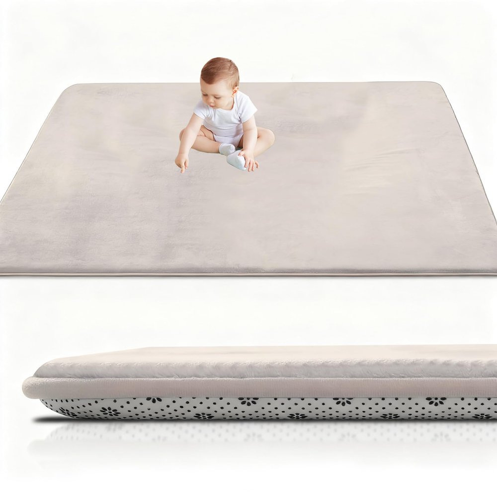 RxueSug Foldable Baby Crawling Mat, 2 cm, 50 x 80 cm, Cream