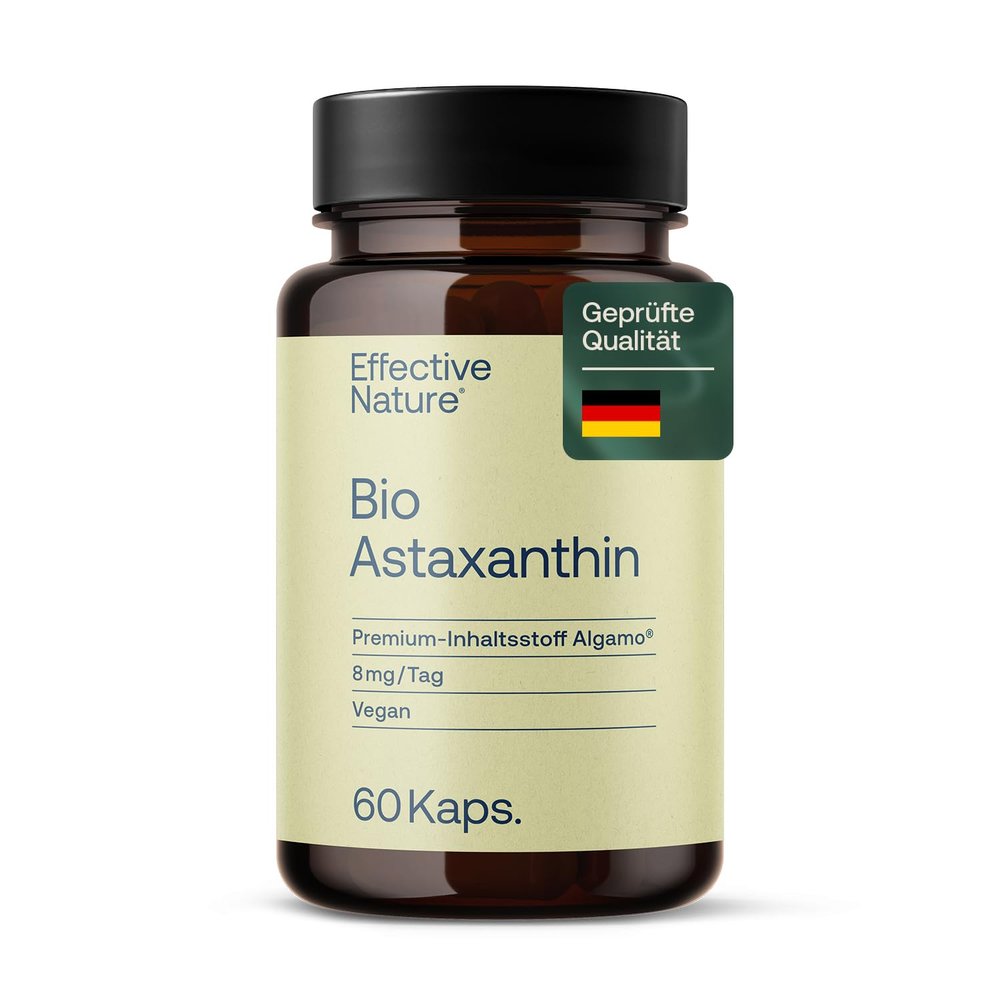 Effective Nature Organic Astaxanthin 8 mg per Capsule – with Organic Olive Oil – Vegan