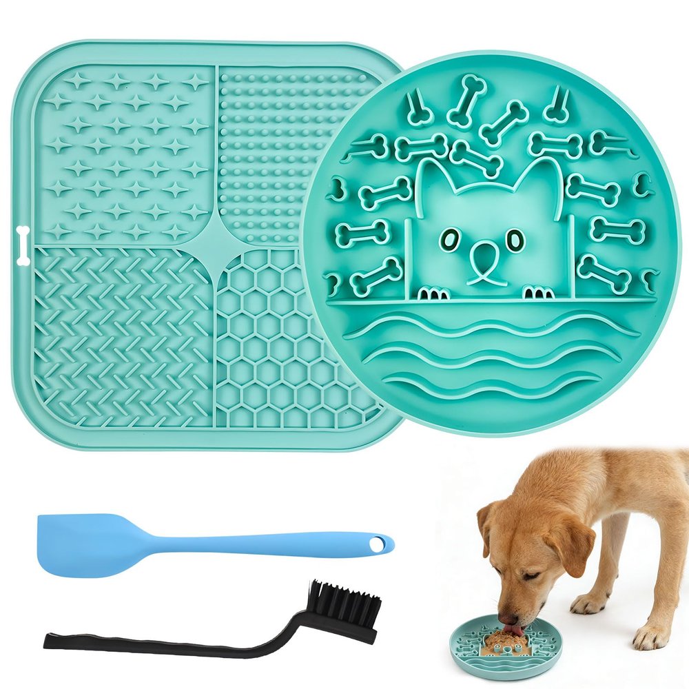 Dog Lick Mat & Silicone Slow Feeder Bowl Set
