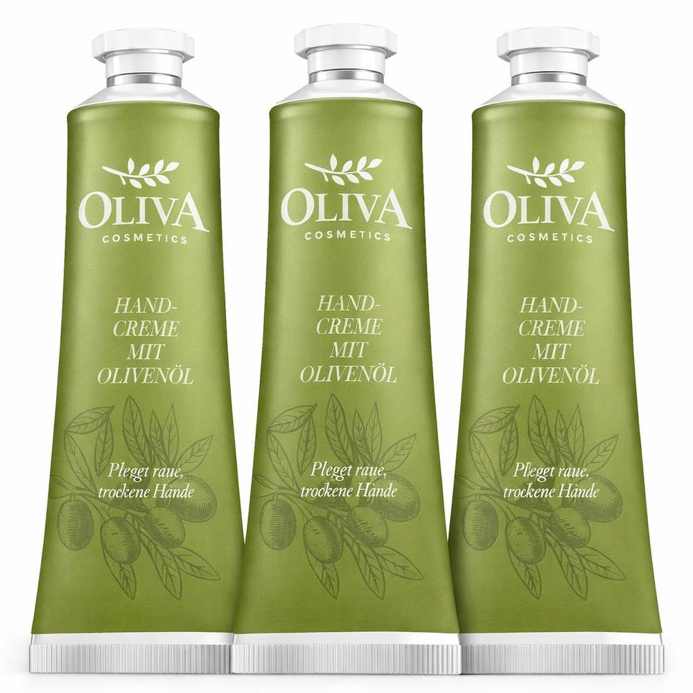 Oliva Cosmetics Hand Cream with Olive Oil for Dry Hands, 3 x 30 ml