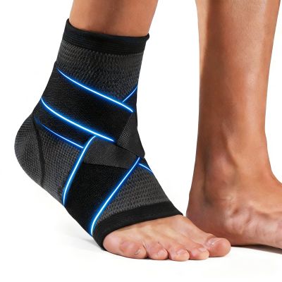 SUSTIVEX Ankle Brace, Breathable Adjustable Compression Sleeve with Elastic Straps, Support for Sports & Everyday Use, L